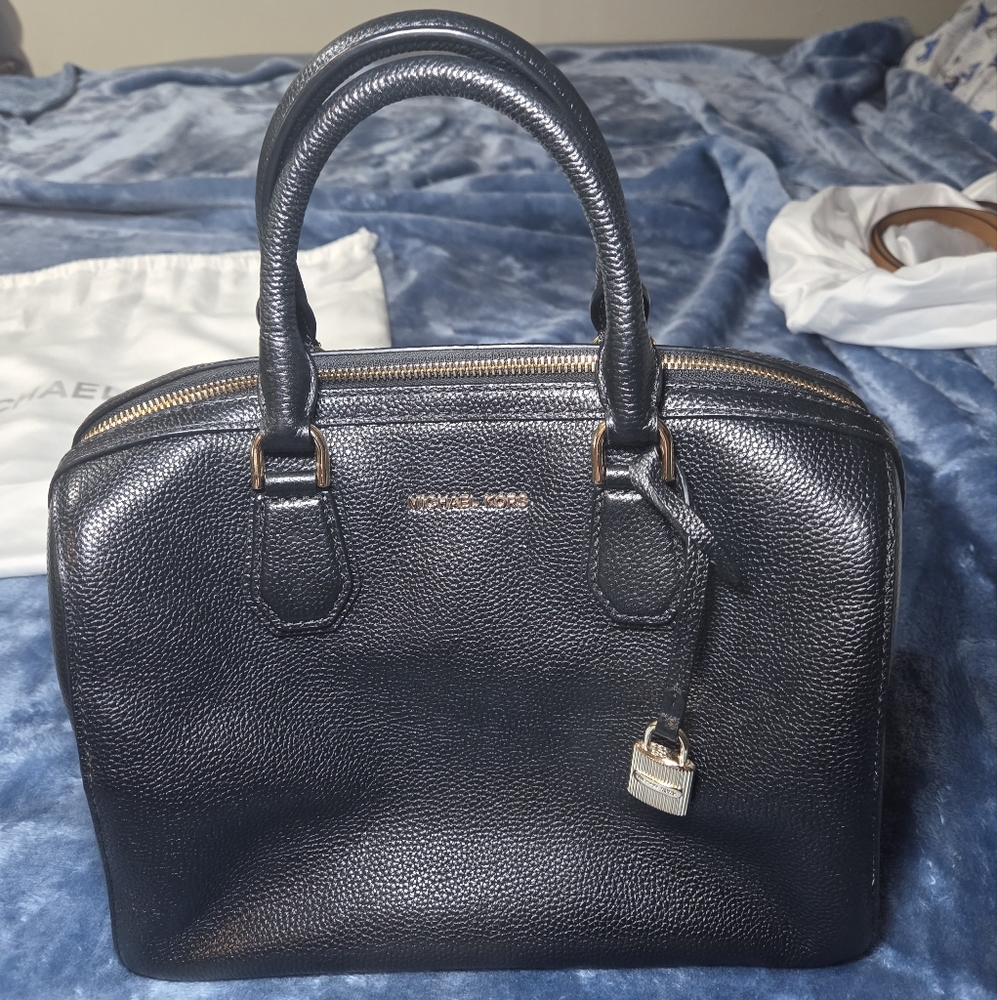 Michael Kors Navy Leather Satchel